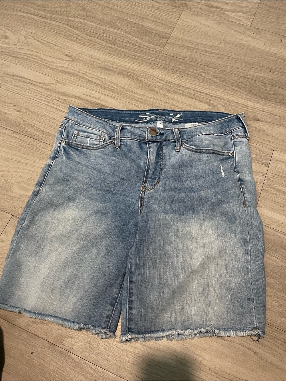 Seven7 Light Blue Distressed Denim Shorts